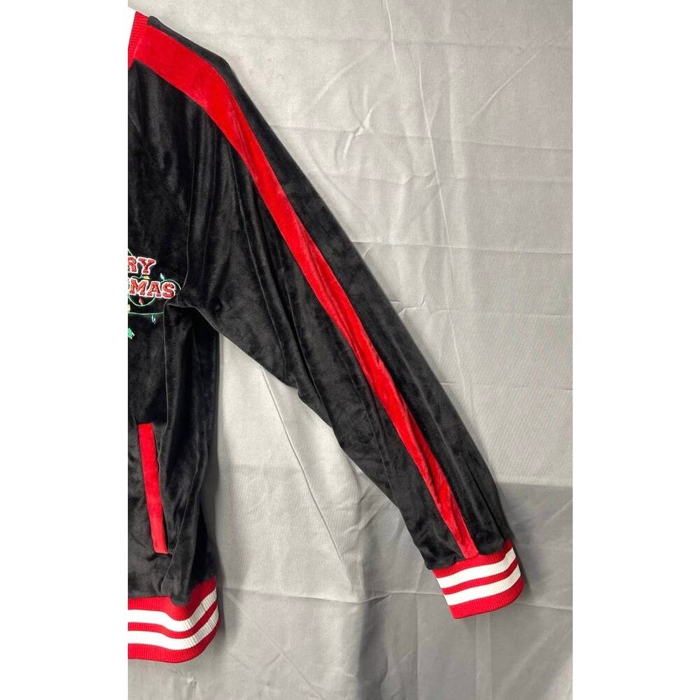 Blizzard Bay‎ Velour Track Jacket Sz Small UglyChristmas Sweater Holiday Santa - Picture 3 of 9